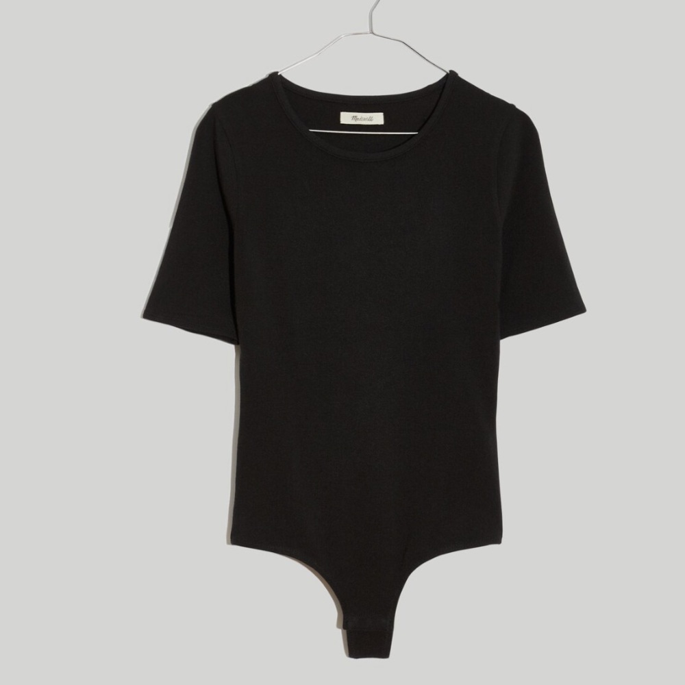 Madewell | Crewneck Short-Sleeve Thong Bodysuit Black